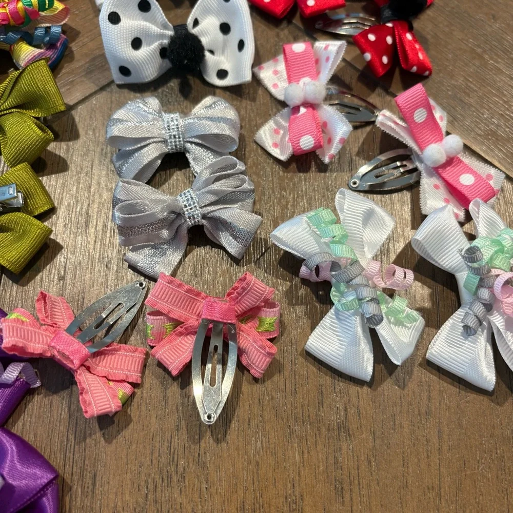 Handmade Colorful Bow Hair Clips Set for Girls